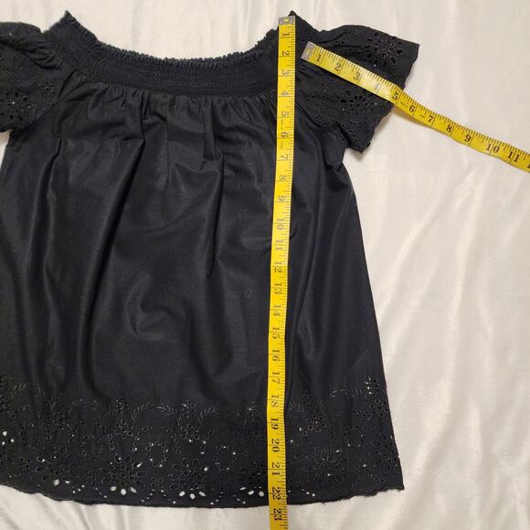 Old Navy Eyelet Off-the-Shoulder Festive Boho Black Blouse, Size Small - Picture 7 of 7